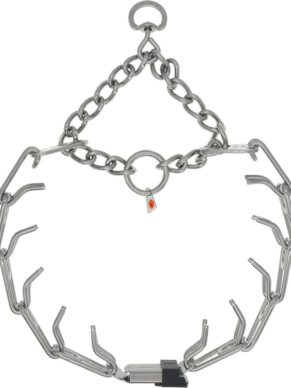 Stainless Steel Prong Dog Collar with Quick Release Buckle & Assembly Chain